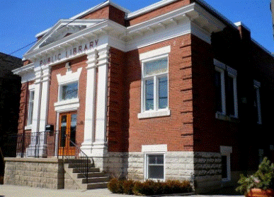 Front and Side view of heritage library building located at 92 Stanley St.
